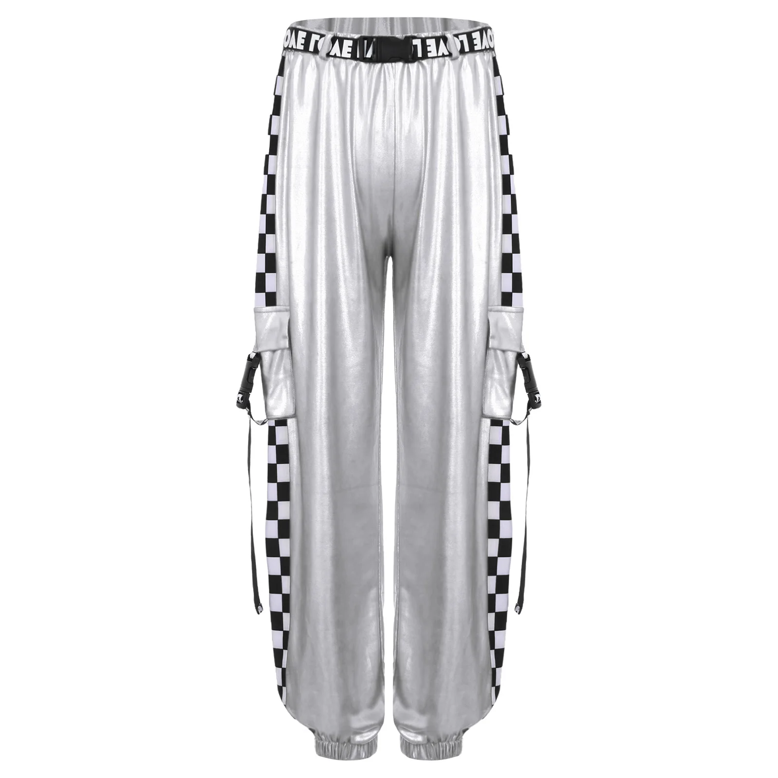 Kids Girls Hip Hop Street Dance Clothes Metallic Gloss Elastic Waistband Pants with Buckle Waist Belt for Stage Performance
Kids Girls Hip Hop Street Dance Clothes Metallic Gloss Elastic Waistband Pants with Buckle Waist Belt for Stage Performance