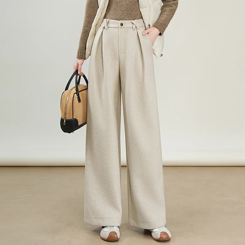 Women's Woolen Wide Leg Pants Autumn Winter Thiened Slim Loose Straight Casual High Waist Suit Long Pants Floor-Length Pants
Women's Woolen Wide Leg Pants Autumn Winter Thiened Slim Loose Straight Casual High Waist Suit Long Pants Floor-Length Pants
