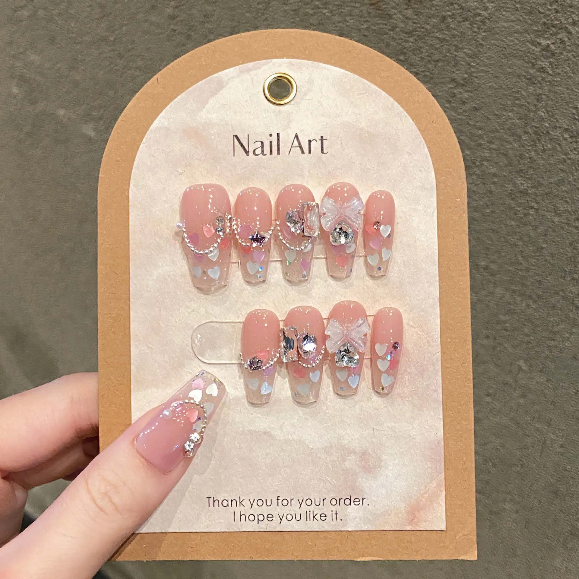 10pcs Coffin Press on Nails Sweet Girl Pink Gradient Nail Art Heart Rhinestone Butterfly Pearl Chain False Nails for Women Party
10pcs Coffin Press on Nails Sweet Girl Pink Gradient Nail Art Heart Rhinestone Butterfly Pearl Chain False Nails for Women Party