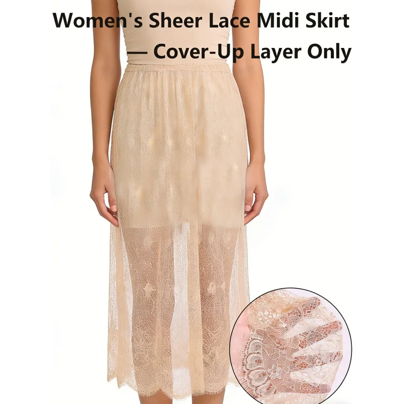 2026 Spring/Summer New Arrival: 1pc Women's Midi-Length Layering Slip Skirt with Lace Patchwork, Stretchy Elastic Waistband
2026 Spring/Summer New Arrival: 1pc Women's Midi-Length Layering Slip Skirt with Lace Patchwork, Stretchy Elastic Waistband