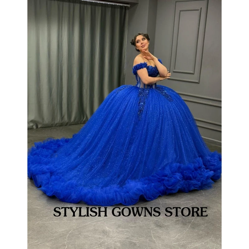 Charming Blue Quinceanera Dresses for Girls Sweetheart Gold Appliques Corset Ball Gown Vestidos De 15 Anos Customized
Charming Blue Quinceanera Dresses for Girls Sweetheart Gold Appliques Corset Ball Gown Vestidos De 15 Anos Customized