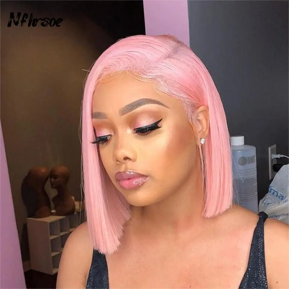 200 Density 13x4 Brazilian Colored Human Hair Wig Pink Straight Short Bob Transparent HD Lace Frontal Wigs Cosplay For Women
200 Density 13x4 Brazilian Colored Human Hair Wig Pink Straight Short Bob Transparent HD Lace Frontal Wigs Cosplay For Women