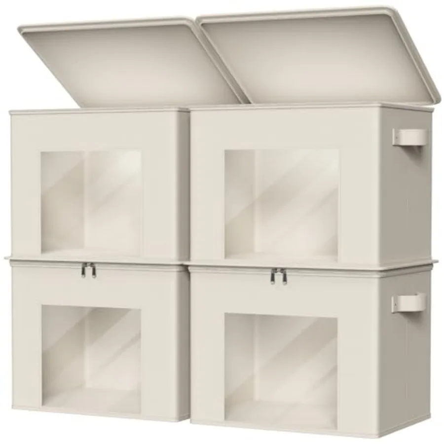 Fabric Storage Bins with Lid 4-Pack Stackable Cloth Storage Bins Sweater Organizer with Zipper and Clear Window Closet Organize
Fabric Storage Bins with Lid 4-Pack Stackable Cloth Storage Bins Sweater Organizer with Zipper and Clear Window Closet Organize