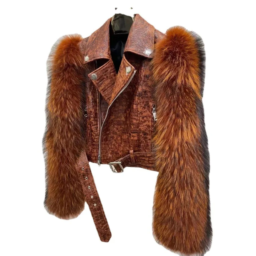 Hot Sales Autumn Winter New Natural Real Fur Coat Genuine Sheep Leather Jacket Women Raccoon Fur Fashion Short streetwear
Hot Sales Autumn Winter New Natural Real Fur Coat Genuine Sheep Leather Jacket Women Raccoon Fur Fashion Short streetwear