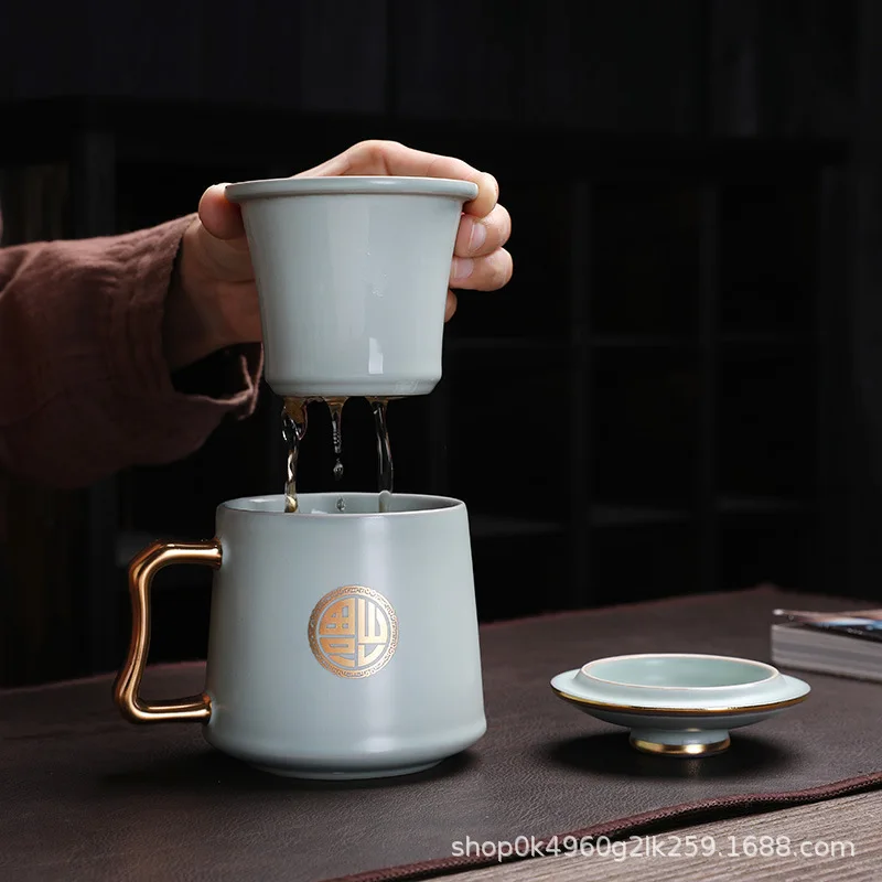 Yitang Gilded Ru Kiln Office Cup Tea Cup Set Tea Separation Cup Home Office Meeting Cup Mug
Yitang Gilded Ru Kiln Office Cup Tea Cup Set Tea Separation Cup Home Office Meeting Cup Mug