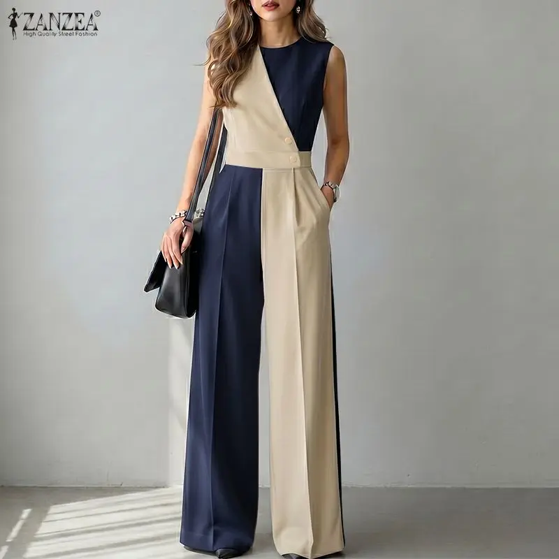 ZANZEA Casual Loose Jumpsuits For Woman Elegant Office Work Romper Color Patchwork Wide Leg Overalls 2026 Summer Long Bottoms
ZANZEA Casual Loose Jumpsuits For Woman Elegant Office Work Romper Color Patchwork Wide Leg Overalls 2026 Summer Long Bottoms