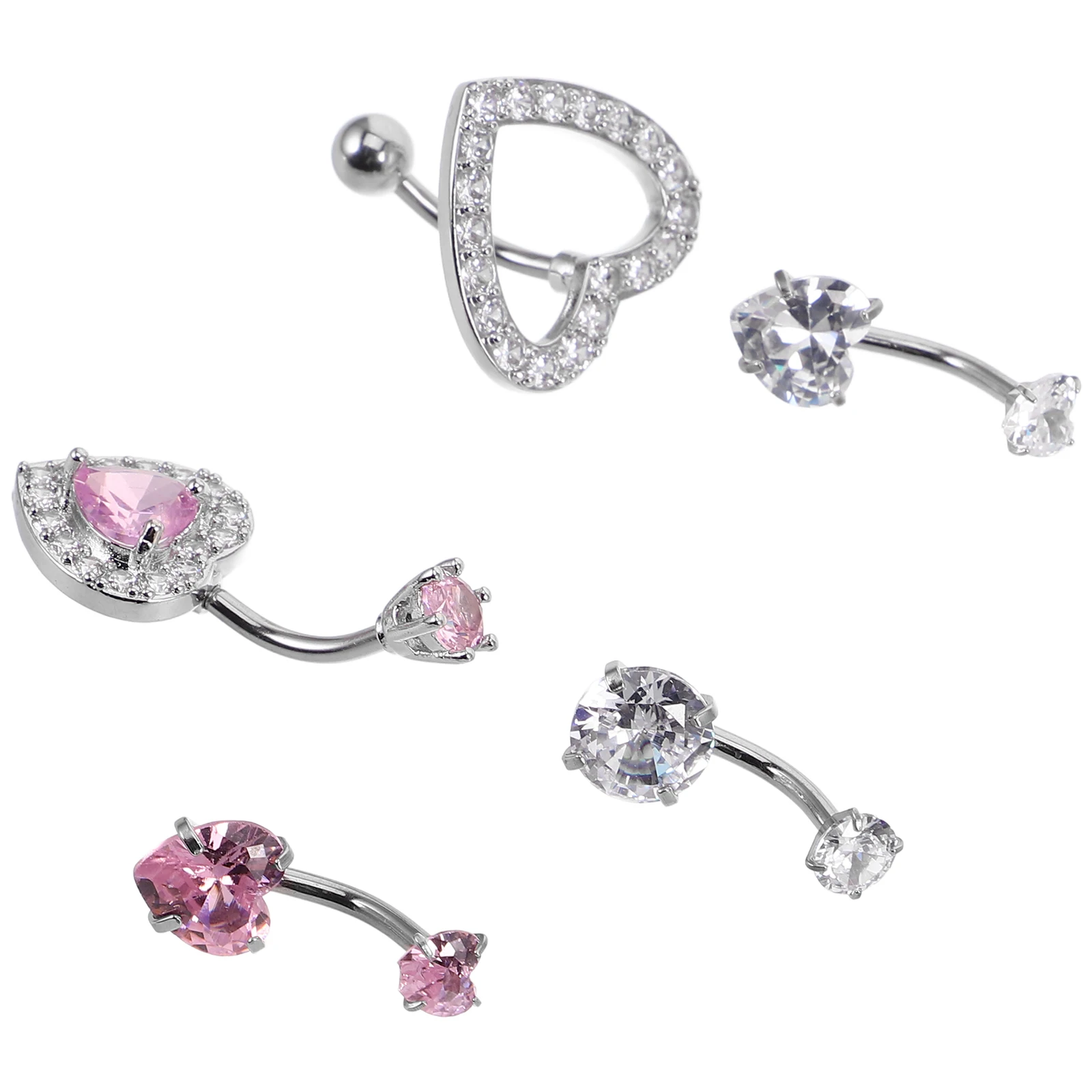 5 Pcs Heart Shaped Zircon Belly Button Stainless Steel Rhinestone Piercing Jewelry Navel Accessories Body Piercing
5 Pcs Heart Shaped Zircon Belly Button Stainless Steel Rhinestone Piercing Jewelry Navel Accessories Body Piercing