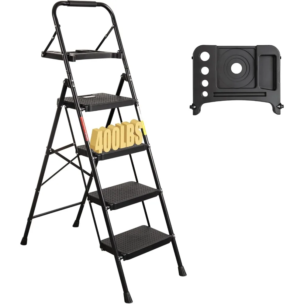 4-Step Ladder, 400lbs Max Load, Folding Step Stool with Tool Tray, Anti-Slip Pedals, Sturdy Steel, Lightweight Portable Ladder
4-Step Ladder, 400lbs Max Load, Folding Step Stool with Tool Tray, Anti-Slip Pedals, Sturdy Steel, Lightweight Portable Ladder