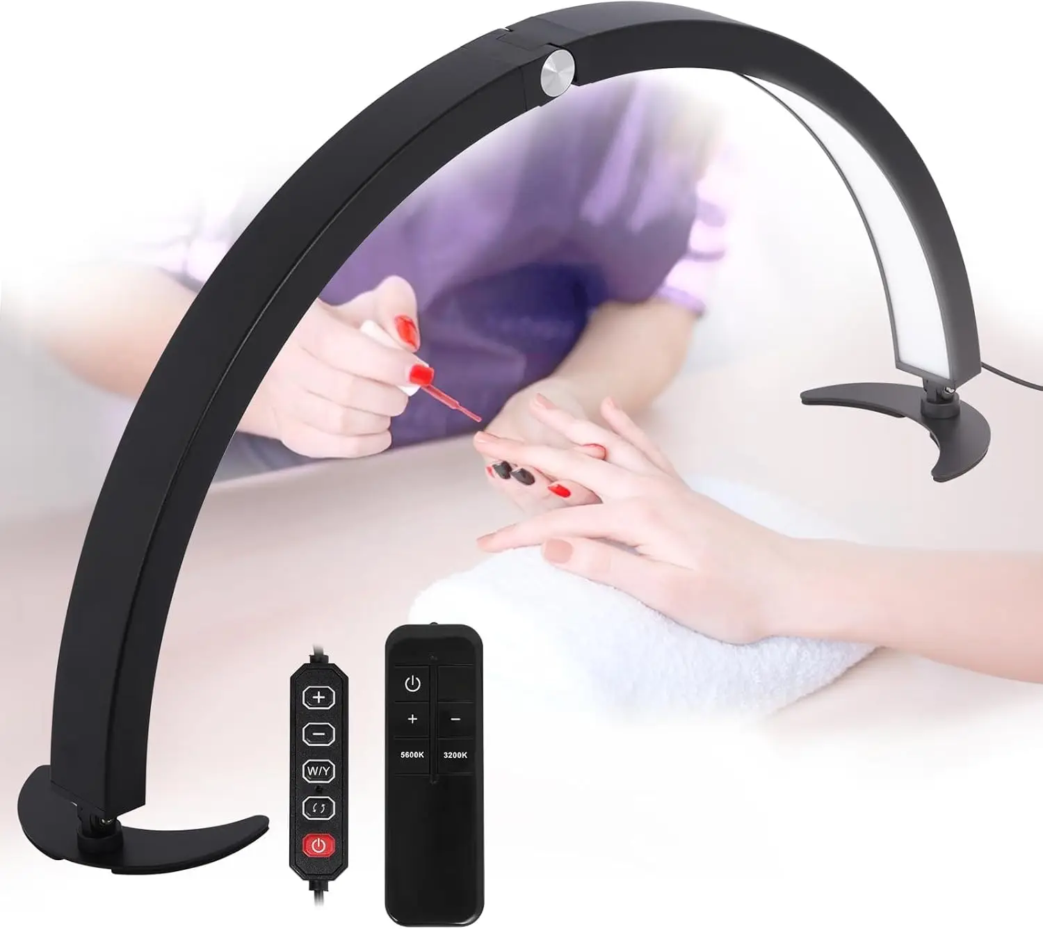 Half Moon Nail Desk Lamp, 29in with Remote & Controller, 7 Tones & 10 Brightness, Shadow-Free for Lash Extensions Tattoo PMU
Half Moon Nail Desk Lamp, 29in with Remote & Controller, 7 Tones & 10 Brightness, Shadow-Free for Lash Extensions Tattoo PMU