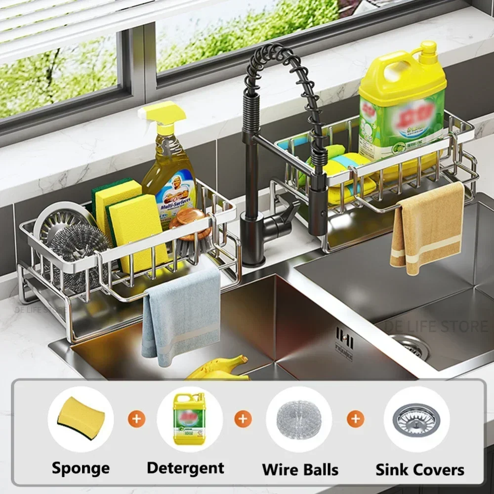Kitchen Sink Drain Rack Sponge Storage Faucet Holder Soap Space Aluminum Drainer Shelf Basket Organizer Bathroom Accessories
Kitchen Sink Drain Rack Sponge Storage Faucet Holder Soap Space Aluminum Drainer Shelf Basket Organizer Bathroom Accessories