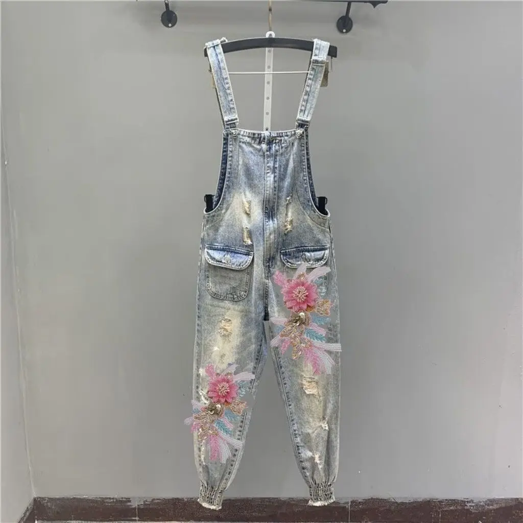 Women Jeans Jumpsuit Industry Nail Bead 3D Flower Bundle Foot Cowboy Strap Pants Casual Loose Wide Leg Bundle Foot Jumpsuit
Women Jeans Jumpsuit Industry Nail Bead 3D Flower Bundle Foot Cowboy Strap Pants Casual Loose Wide Leg Bundle Foot Jumpsuit
