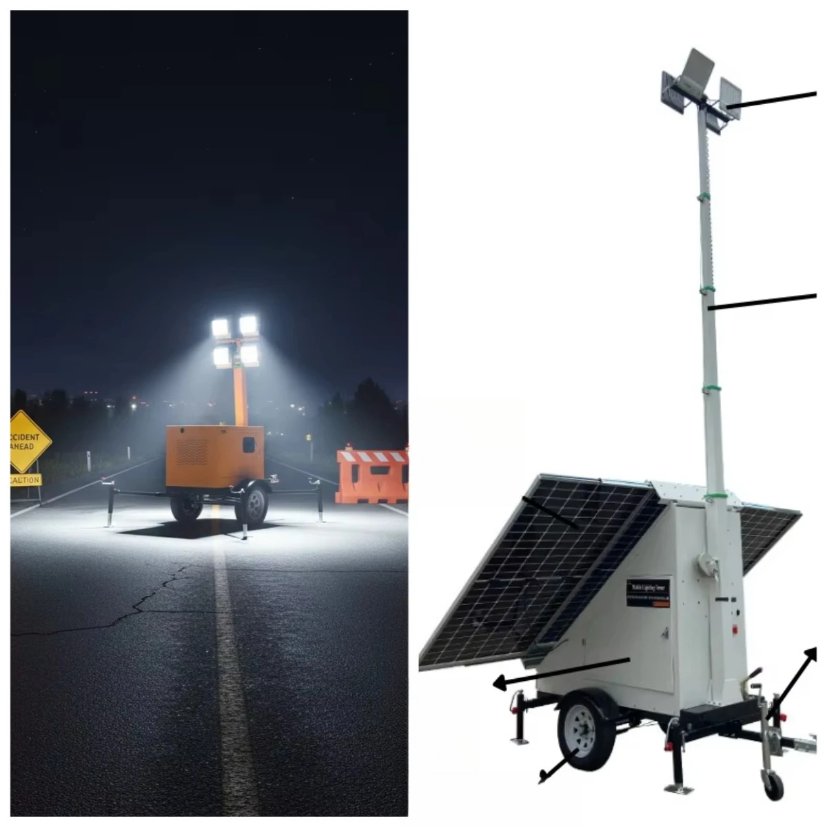 *Mobile Light Tower Fully Customizable 50-1000W Solar Power with Dual Function: Lighting + AC Power for Small Tools
*Mobile Light Tower Fully Customizable 50-1000W Solar Power with Dual Function: Lighting + AC Power for Small Tools