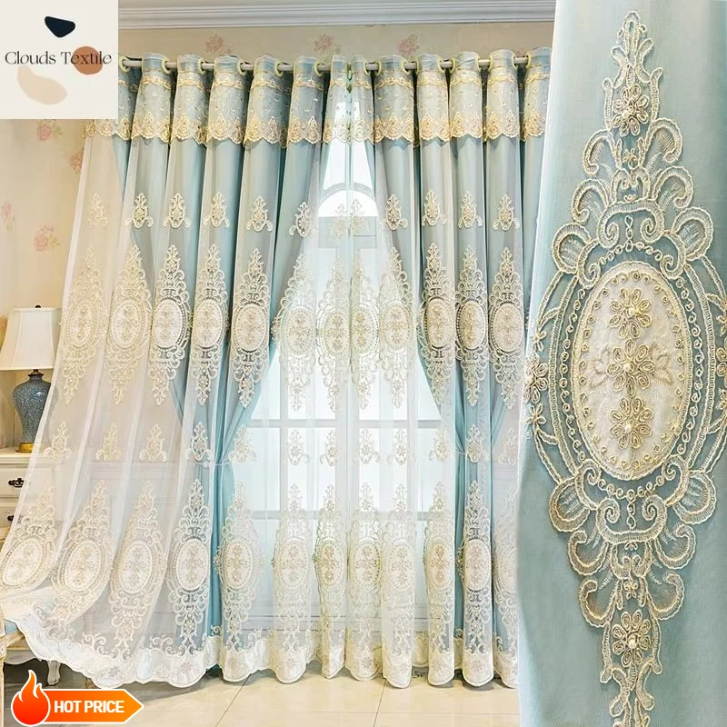 European Luxury Embroidered Double-Layer Curtain Yarn Curtains for Living Dining Room Bedroom Gauze Blackout Curtains Customize
European Luxury Embroidered Double-Layer Curtain Yarn Curtains for Living Dining Room Bedroom Gauze Blackout Curtains Customize