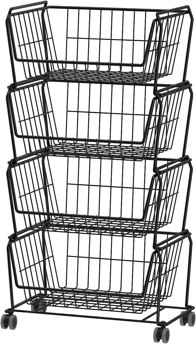 Stackable Metal Storage Carts, Dual Use Shelf for Kitchen Fruit Vegetable Baskets with Wheels, Storage Rack for Living Room, Hom
Stackable Metal Storage Carts, Dual Use Shelf for Kitchen Fruit Vegetable Baskets with Wheels, Storage Rack for Living Room, Hom