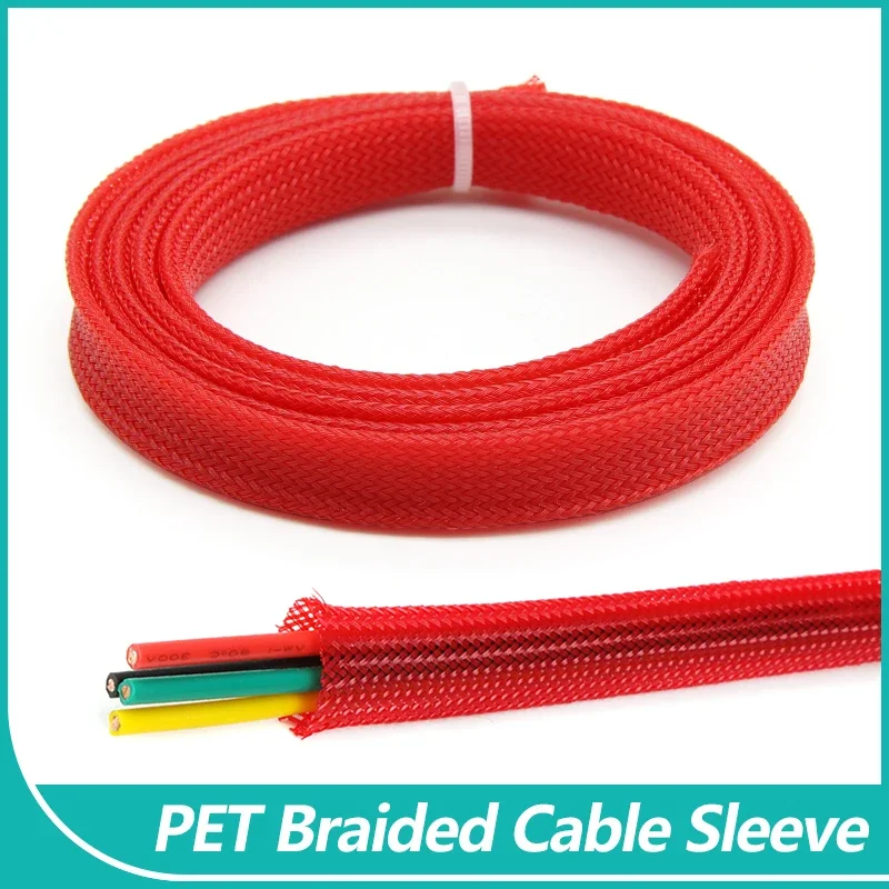 Red PET Braided Cable Sleeve 2/4/6/8/10/12/14/16/20/25/30 ~ 60mm Expandable High Density Insulated Cables Protection Wrap Sheath
Red PET Braided Cable Sleeve 2/4/6/8/10/12/14/16/20/25/30 ~ 60mm Expandable High Density Insulated Cables Protection Wrap Sheath