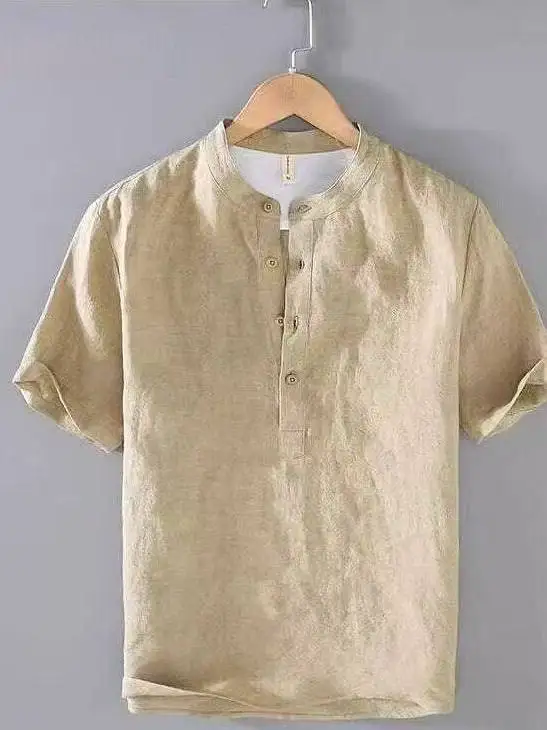 Retro Linen Short Sleeve T-Shirt Men's Thin Loose Summer New Cotton Linen Stand Collar Half Sleeve Casual Trendy Top
Retro Linen Short Sleeve T-Shirt Men's Thin Loose Summer New Cotton Linen Stand Collar Half Sleeve Casual Trendy Top