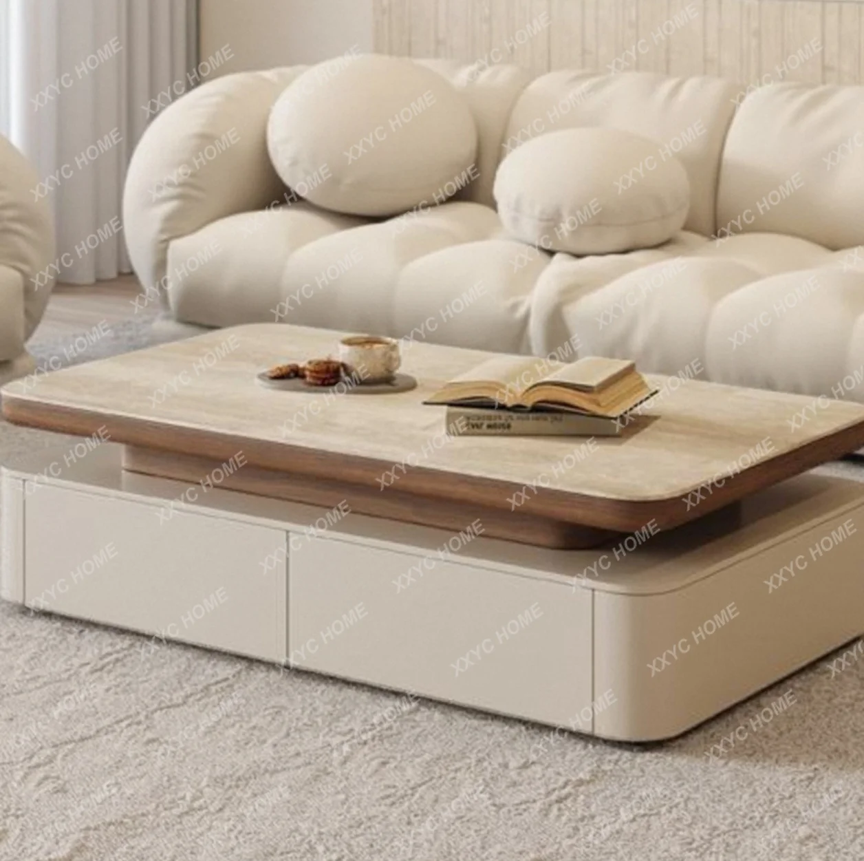 Mid-style multi-functional living room home cream style light luxury slate coffee table
Mid-style multi-functional living room home cream style light luxury slate coffee table