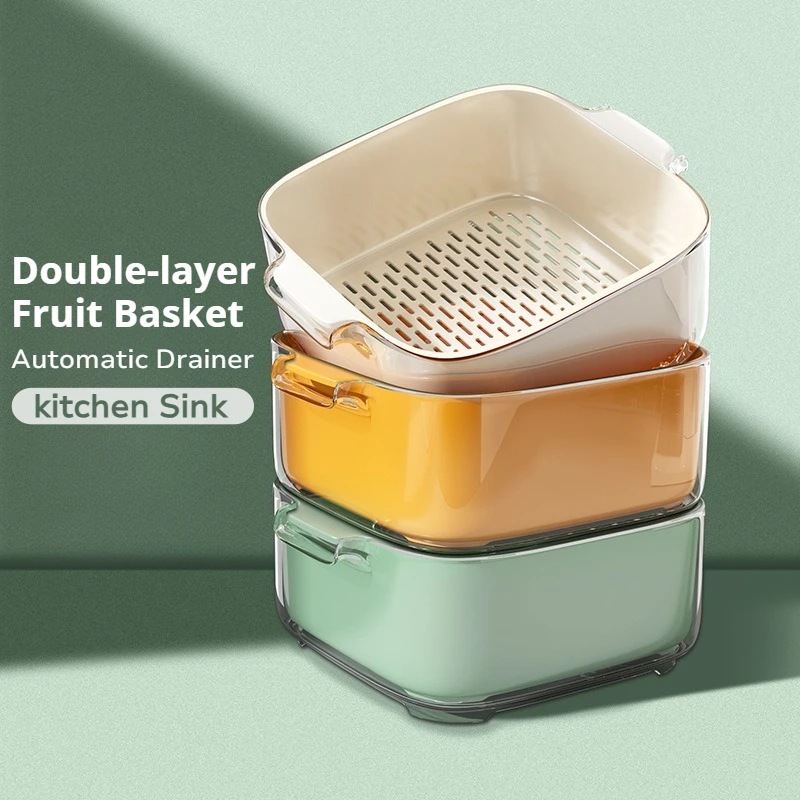 Fruit Basin Storage Basket Kitchen Vegetable Wash Basket With Filtered Water Double-layer Drainage Basket Fruit Cleaning Basin
Fruit Basin Storage Basket Kitchen Vegetable Wash Basket With Filtered Water Double-layer Drainage Basket Fruit Cleaning Basin