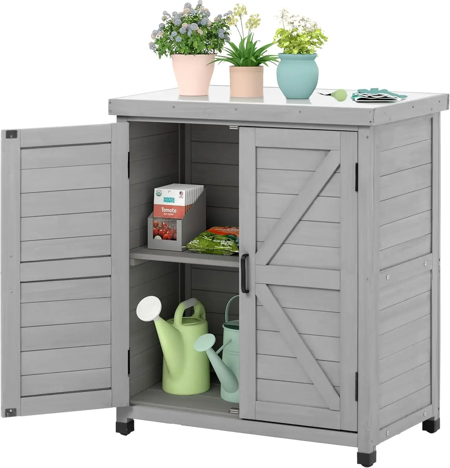 Outdoor Storage Cabinet & Potting Bench Table with Metal Top, Wooden Patio Furniture, Garden Workstation (Classic Grey, 36x31x17
Outdoor Storage Cabinet & Potting Bench Table with Metal Top, Wooden Patio Furniture, Garden Workstation (Classic Grey, 36x31x17