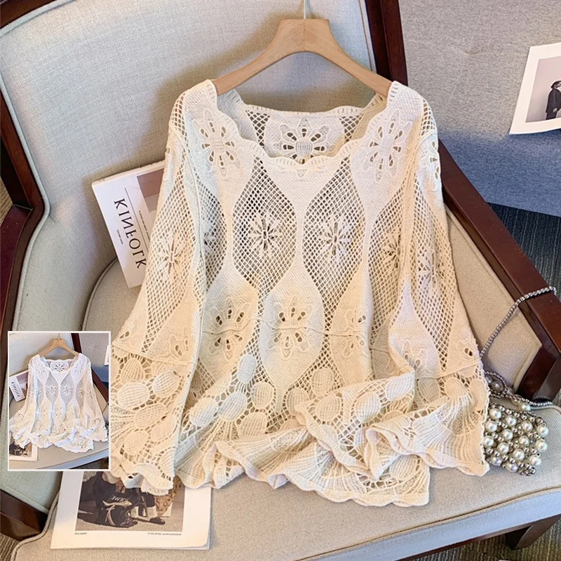 plus Size Women's Knitted Hollow out Hook Flower round Ne Bell Sve Top Spring Summer Casual Outerwear Cover up irt
plus Size Women's Knitted Hollow out Hook Flower round Ne Bell Sve Top Spring Summer Casual Outerwear Cover up irt