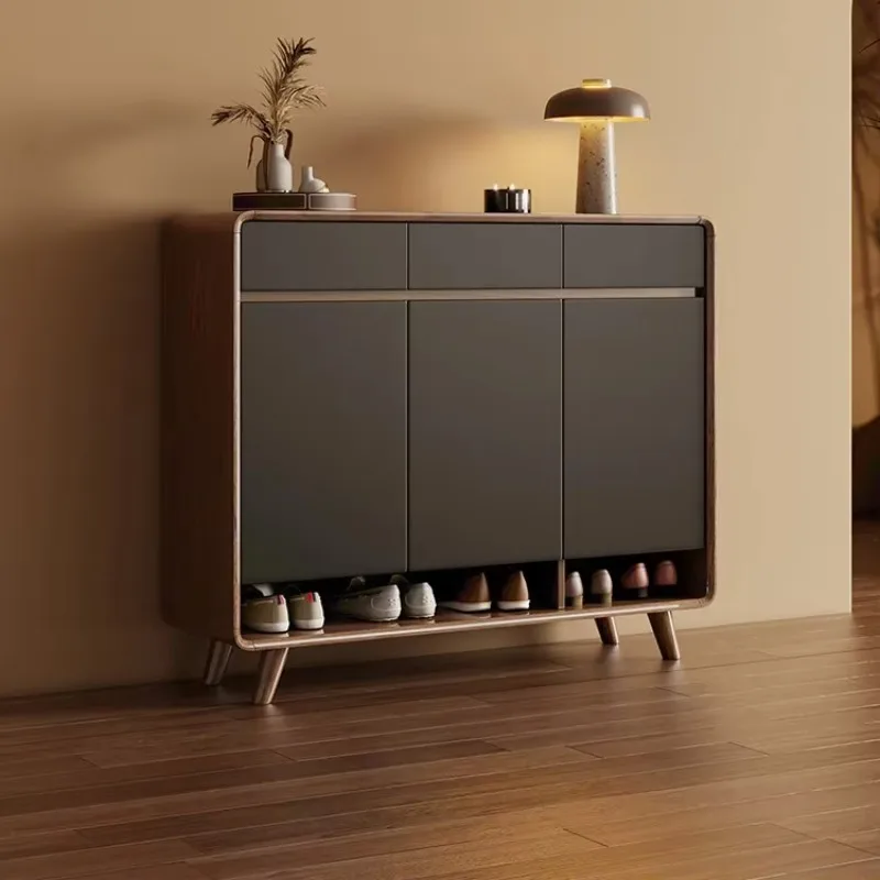 Customizable solid wood frame modern wall-mounted adjustable shoe cabinet for living room interior.
Customizable solid wood frame modern wall-mounted adjustable shoe cabinet for living room interior.