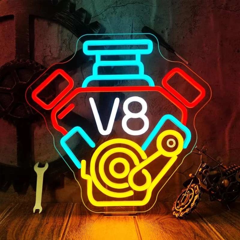 V8 Engine Neon Sign Racing Decor Muscle Car LED Neon Light for Man Cave Shop Workshop Wall Art Decor Gifts for Men Garage USB
V8 Engine Neon Sign Racing Decor Muscle Car LED Neon Light for Man Cave Shop Workshop Wall Art Decor Gifts for Men Garage USB