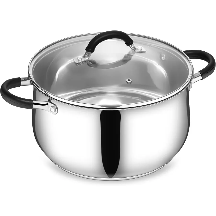 8 Quart Stainless Steel Stock Pot with Glass Lid for LargeScale Cooking of Pasta Soup and Sauces Features TriPly InductionCompa
8 Quart Stainless Steel Stock Pot with Glass Lid for LargeScale Cooking of Pasta Soup and Sauces Features TriPly InductionCompa