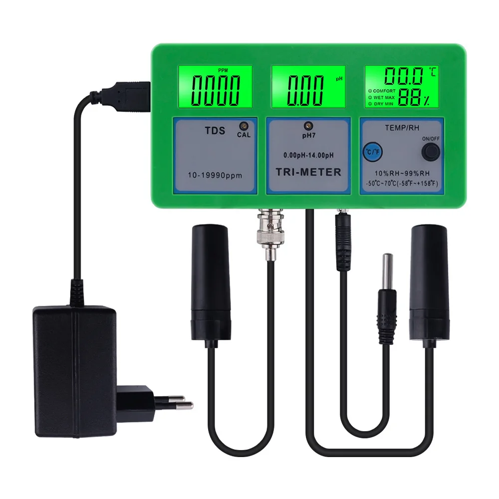 TPH01642 water quality detector, four in one measuring instrument, PH/TDS/RH/TEMP water quality monitoring, aquaculture, etc
TPH01642 water quality detector, four in one measuring instrument, PH/TDS/RH/TEMP water quality monitoring, aquaculture, etc