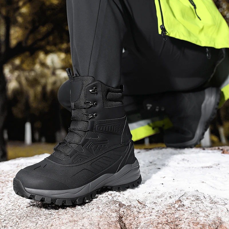 Men's Outdoor Snow Boots with Fleece Lining Waterproof Leather Patchwork Warm Tie-Strap Field Snow Boots for Cold Weather
Men's Outdoor Snow Boots with Fleece Lining Waterproof Leather Patchwork Warm Tie-Strap Field Snow Boots for Cold Weather