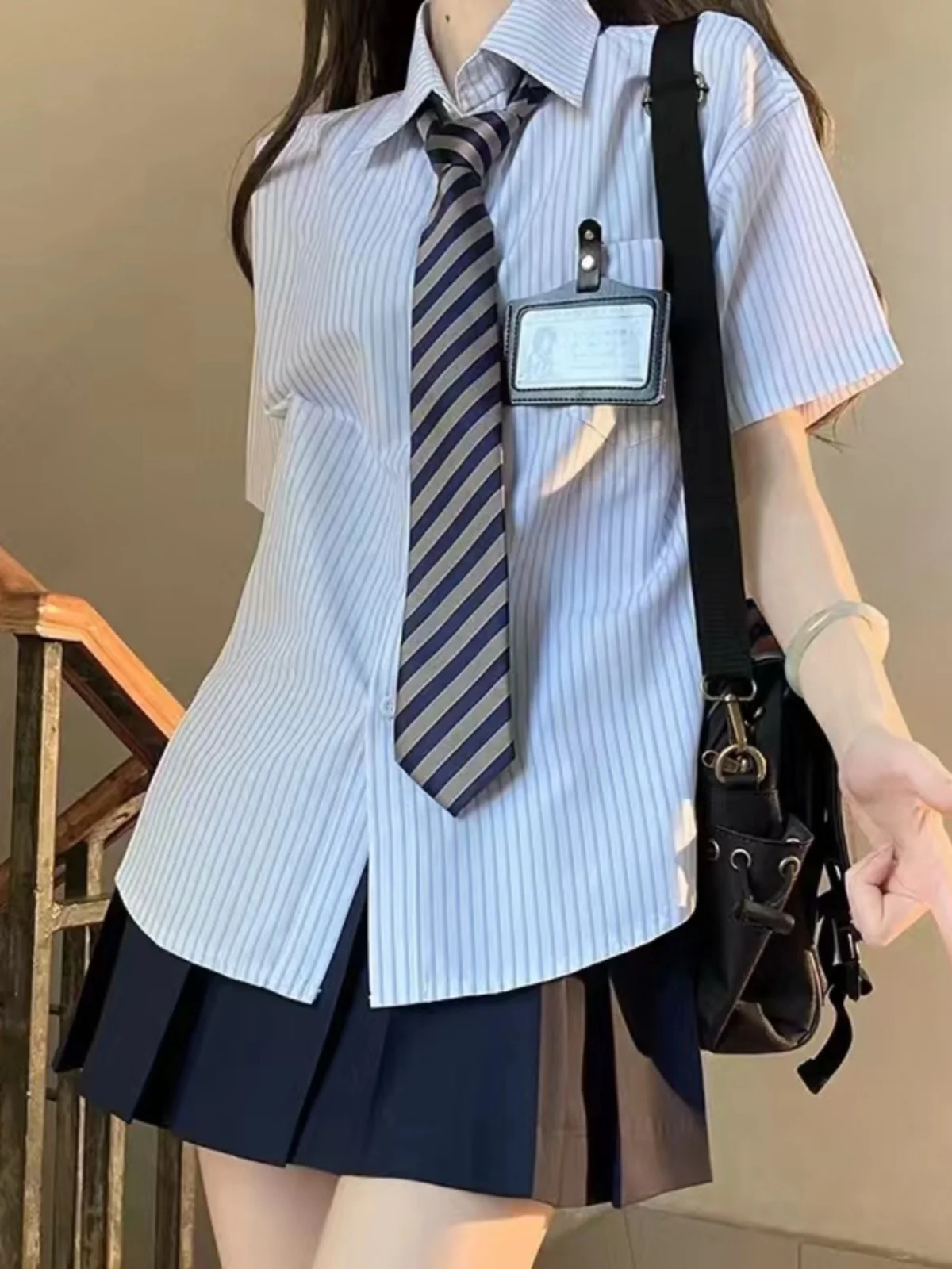 Chic Striped Loose Short Sleeve Shirt Women's Summer New Style Jk Uniform School Style Fashion Set Polyester Material Button ...
Chic Striped Loose Short Sleeve Shirt Women's Summer New Style Jk Uniform School Style Fashion Set Polyester Material Button ...