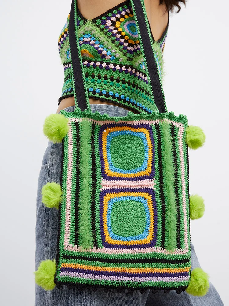 Handmade Crochet Yarn Basket Bag Women's Green Ethnic Single Shoulder Slant Cross Bag Design Small Audience Travel Bag
Handmade Crochet Yarn Basket Bag Women's Green Ethnic Single Shoulder Slant Cross Bag Design Small Audience Travel Bag