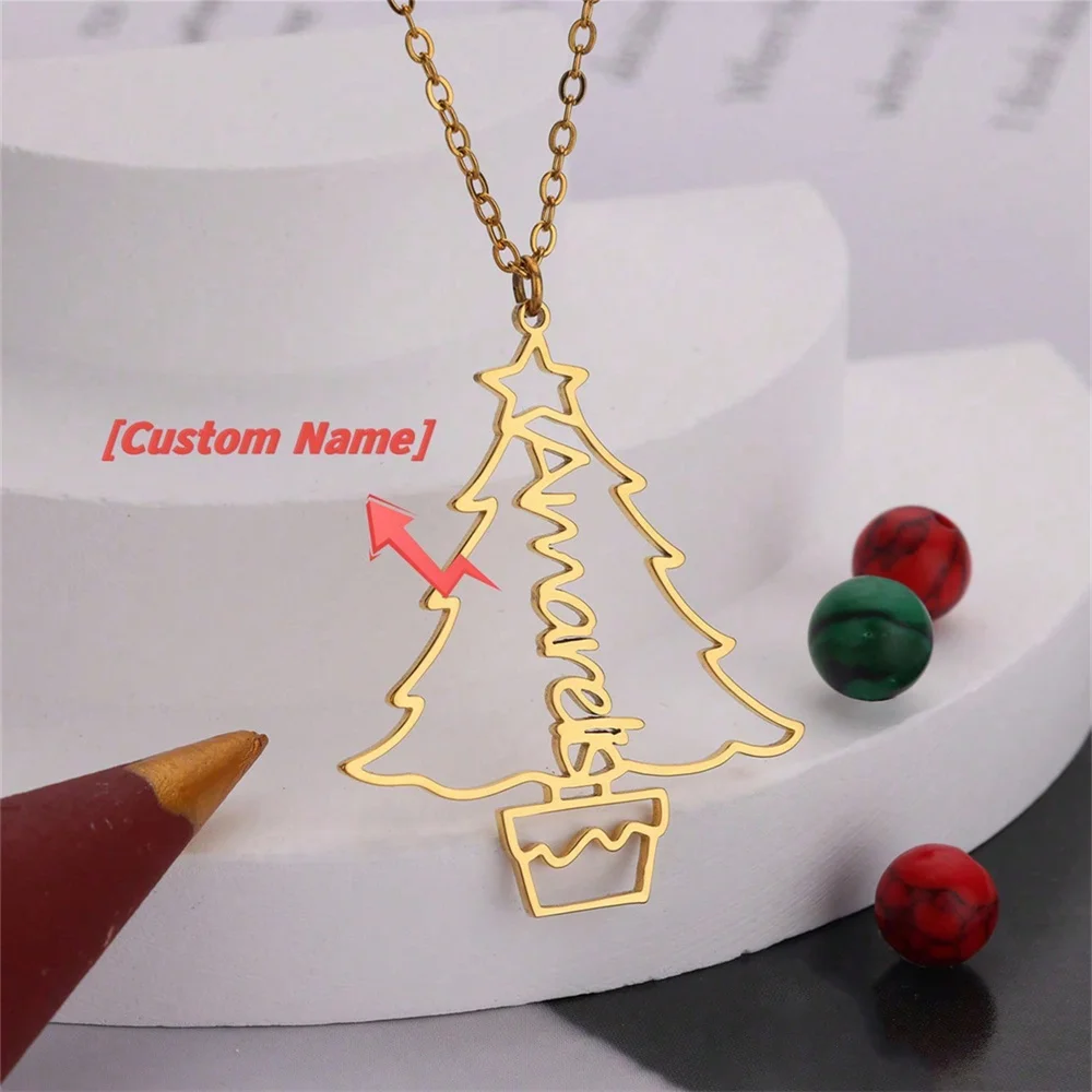 Personalized Custom Name Necklace For Women Gold Color Christmas Tree Name Necklace Stainless Steel Customized Jewelry
Personalized Custom Name Necklace For Women Gold Color Christmas Tree Name Necklace Stainless Steel Customized Jewelry