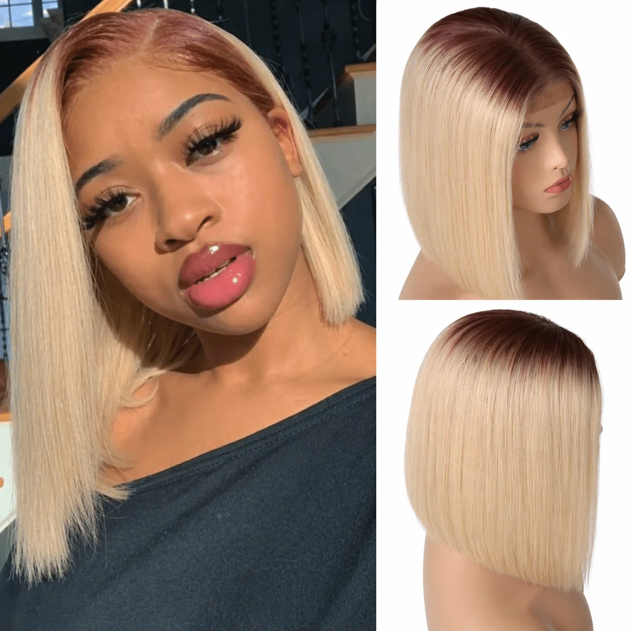 13×4 Lace Front Bob Wig T4/613 Honey Blonde Ombre Brazilian Virgin Human Hair Straight Short Bob Wig Pre-Plucked For Women
13×4 Lace Front Bob Wig T4/613 Honey Blonde Ombre Brazilian Virgin Human Hair Straight Short Bob Wig Pre-Plucked For Women