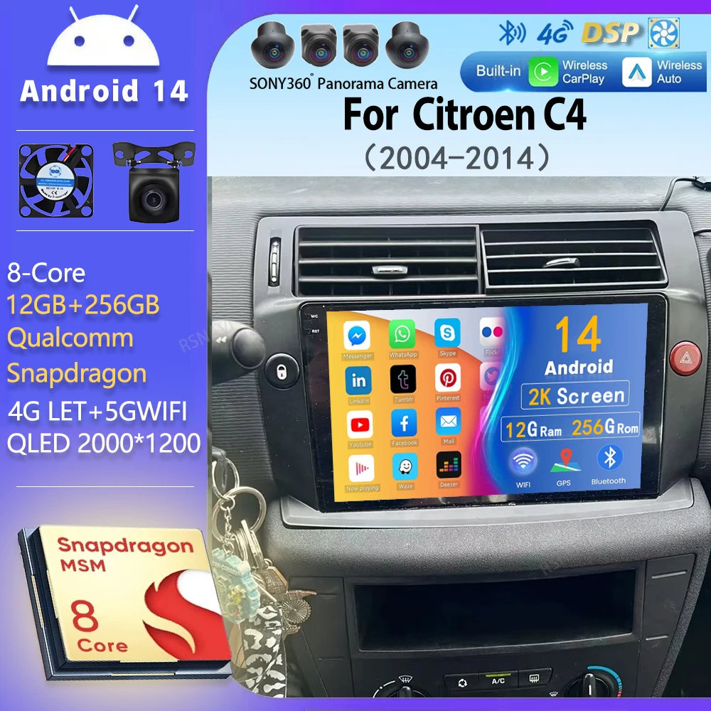 Android 14 Carplay Car Radio For Citroen C4 C-Triomphe Quatre 2004 - 2014 Navigation GPS Multimedia Player Stereo WiFi+4G Black
Android 14 Carplay Car Radio For Citroen C4 C-Triomphe Quatre 2004 - 2014 Navigation GPS Multimedia Player Stereo WiFi+4G Black