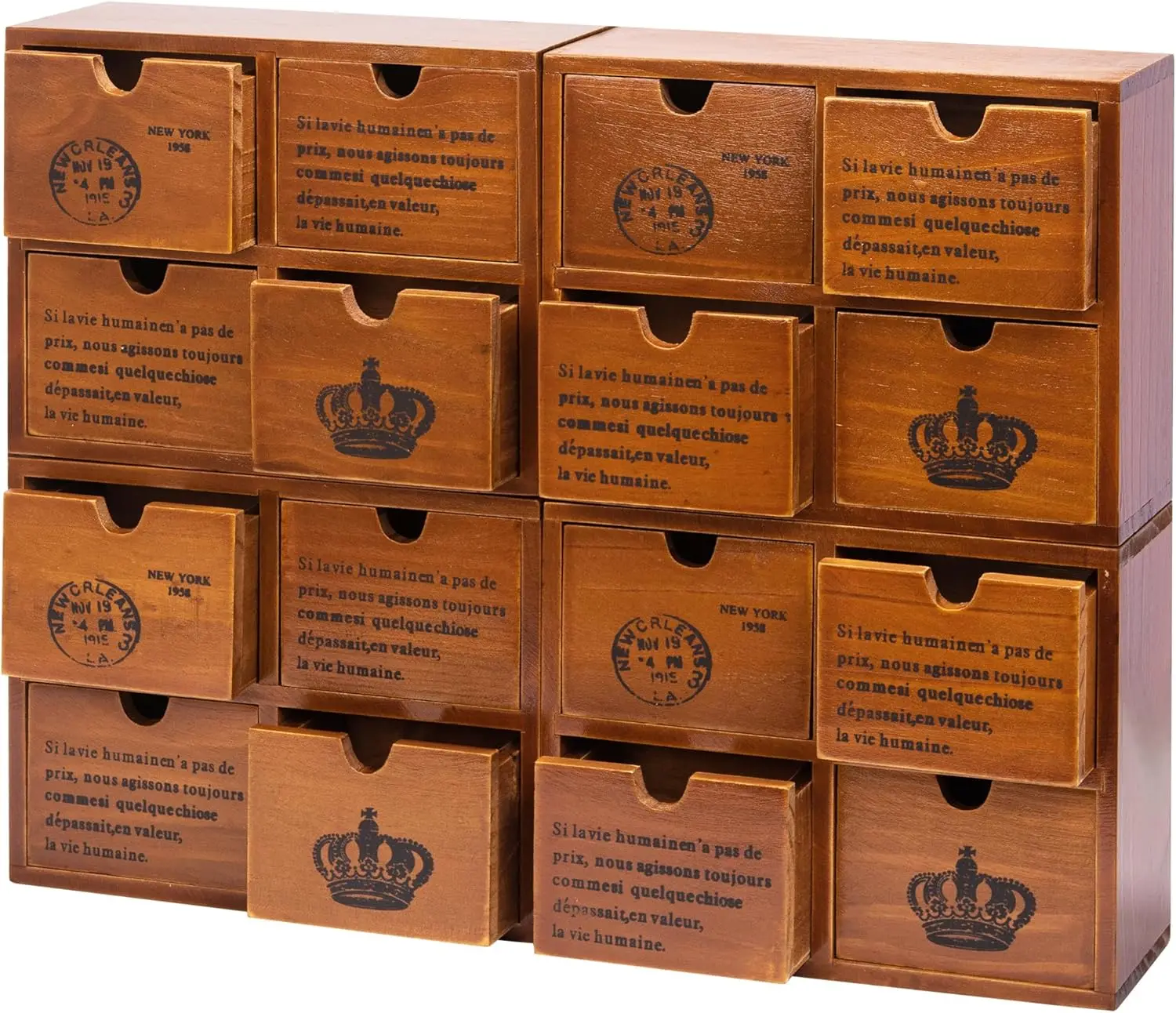 Set of 4 Mahogany Brown Wood Storage Drawers for Desktop - 4-Drawer Stackable Desk Organizers - Vintage Style Office & S
Set of 4 Mahogany Brown Wood Storage Drawers for Desktop - 4-Drawer Stackable Desk Organizers - Vintage Style Office & S