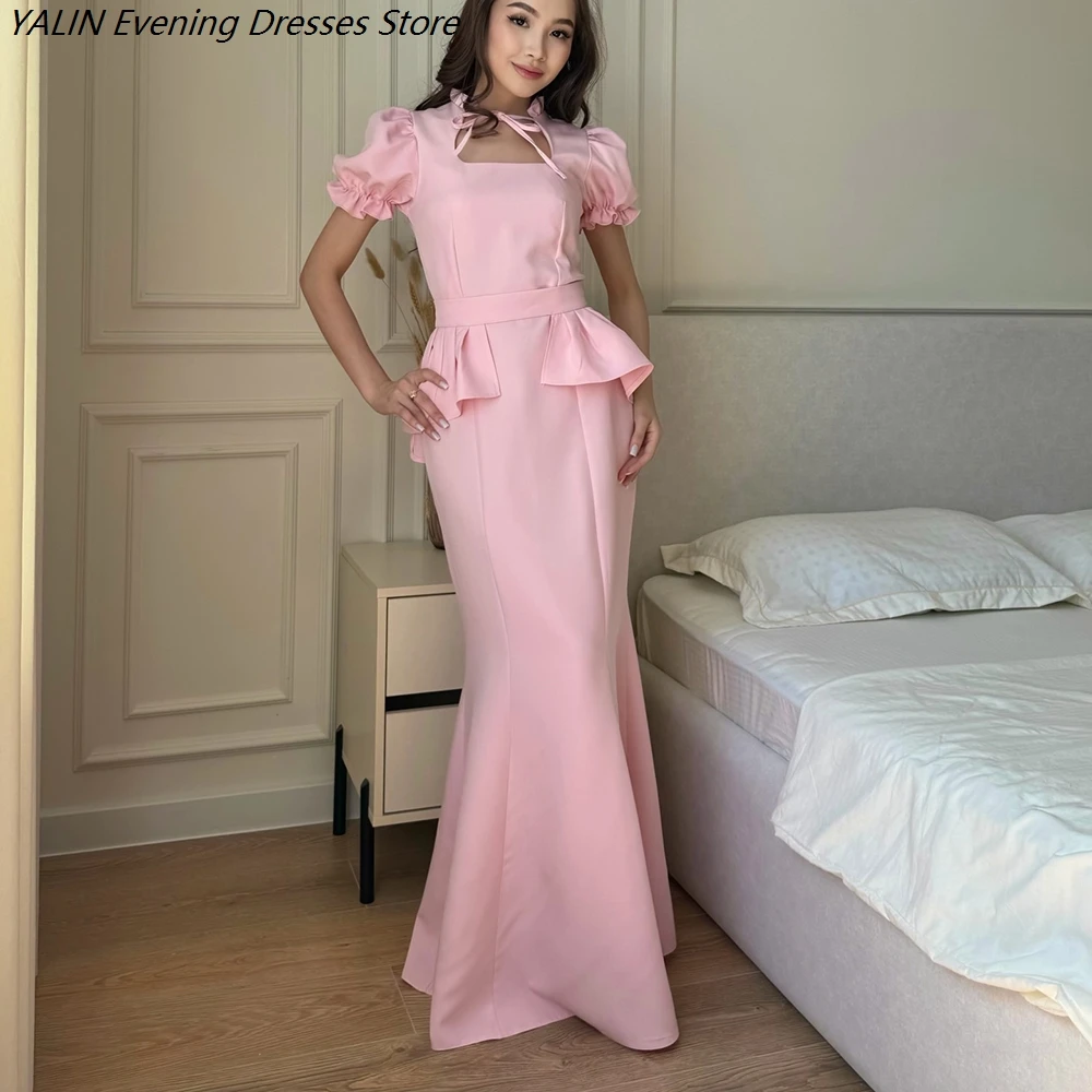Women's A-line Evening Dresses Floor-length Square Collar Short Sleeve Prom Dresses Fashion Ruched Lace-up Customized Gowns
Women's A-line Evening Dresses Floor-length Square Collar Short Sleeve Prom Dresses Fashion Ruched Lace-up Customized Gowns
