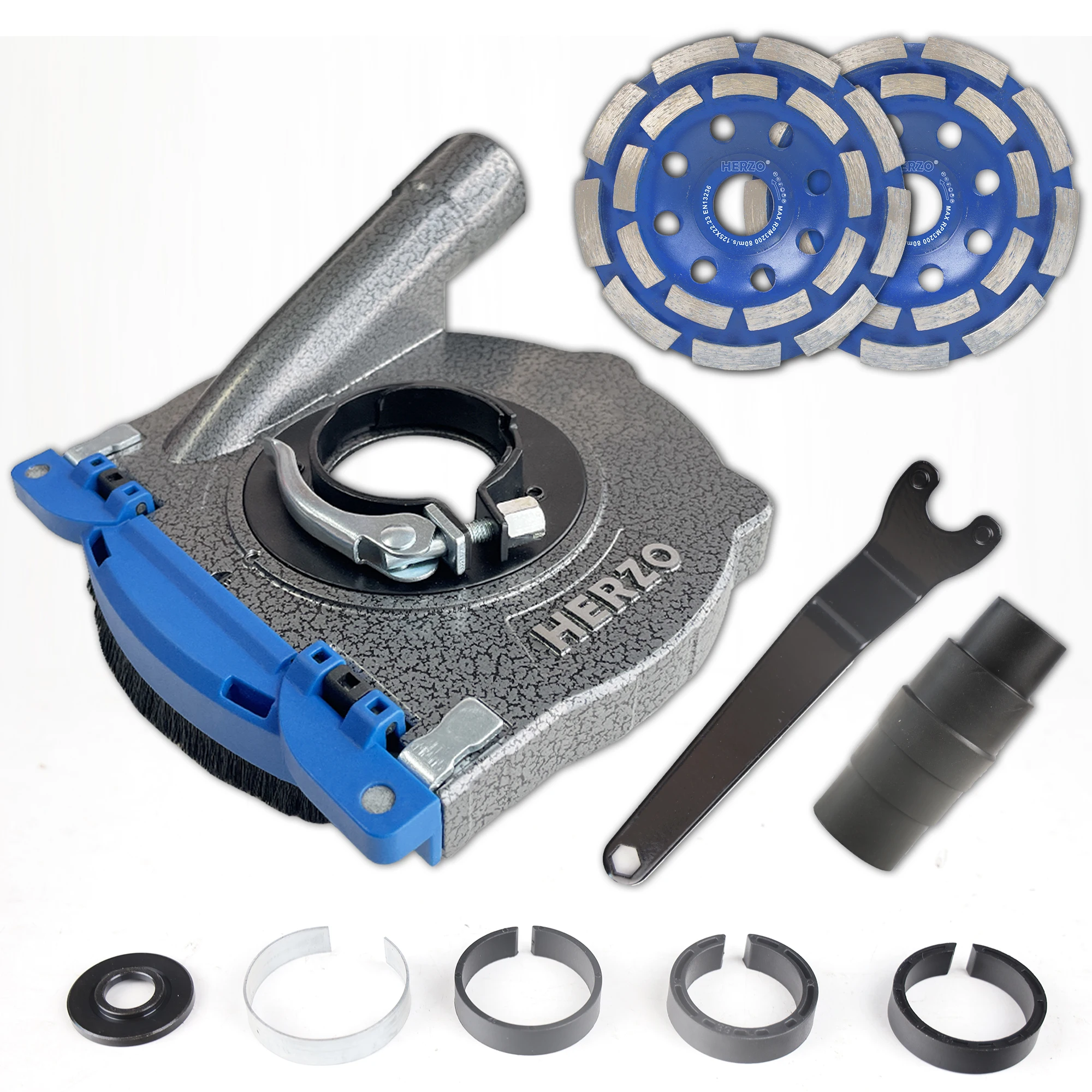 Набор алюминиевых крышек HERZO 125 мм с 2 шлифовальными дисками — пылезащитный кожух для угловой шлифовальной машины (подходит для шлифовальных кругов 125 мм)
Набор алюминиевых крышек HERZO 125 мм с 2 шлифовальными дисками — пылезащитный кожух для угловой шлифовальной машины (подходит для шлифовальных кругов 125 мм)