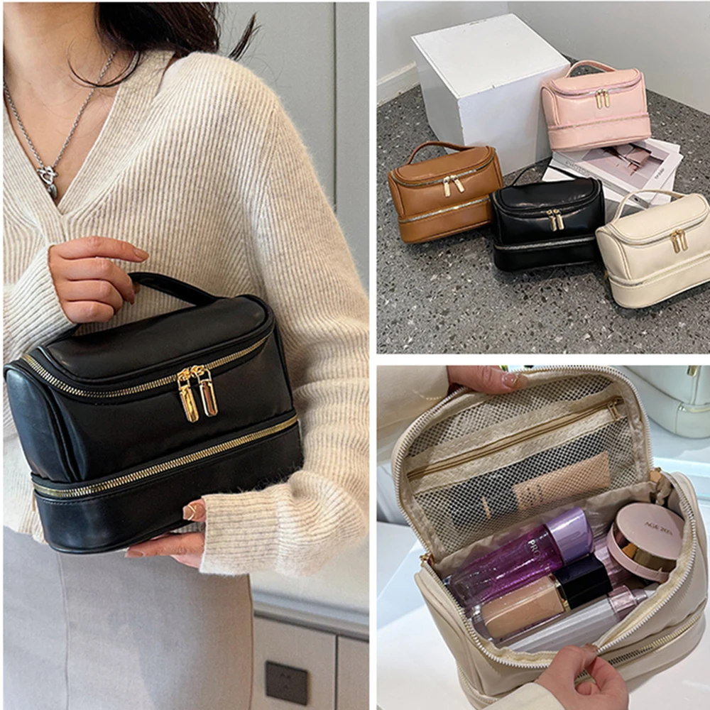 Косметичка, большая дорожная сумка для туалетных принадлежностей, косметические сумки для женщин из искусственной кожи, водонепроницаемый портативный чехол с разделителями и ручкой
Косметичка, большая дорожная сумка для туалетных принадлежностей, косметические сумки для женщин из искусственной кожи, водонепроницаемый портативный чехол с разделителями и ручкой