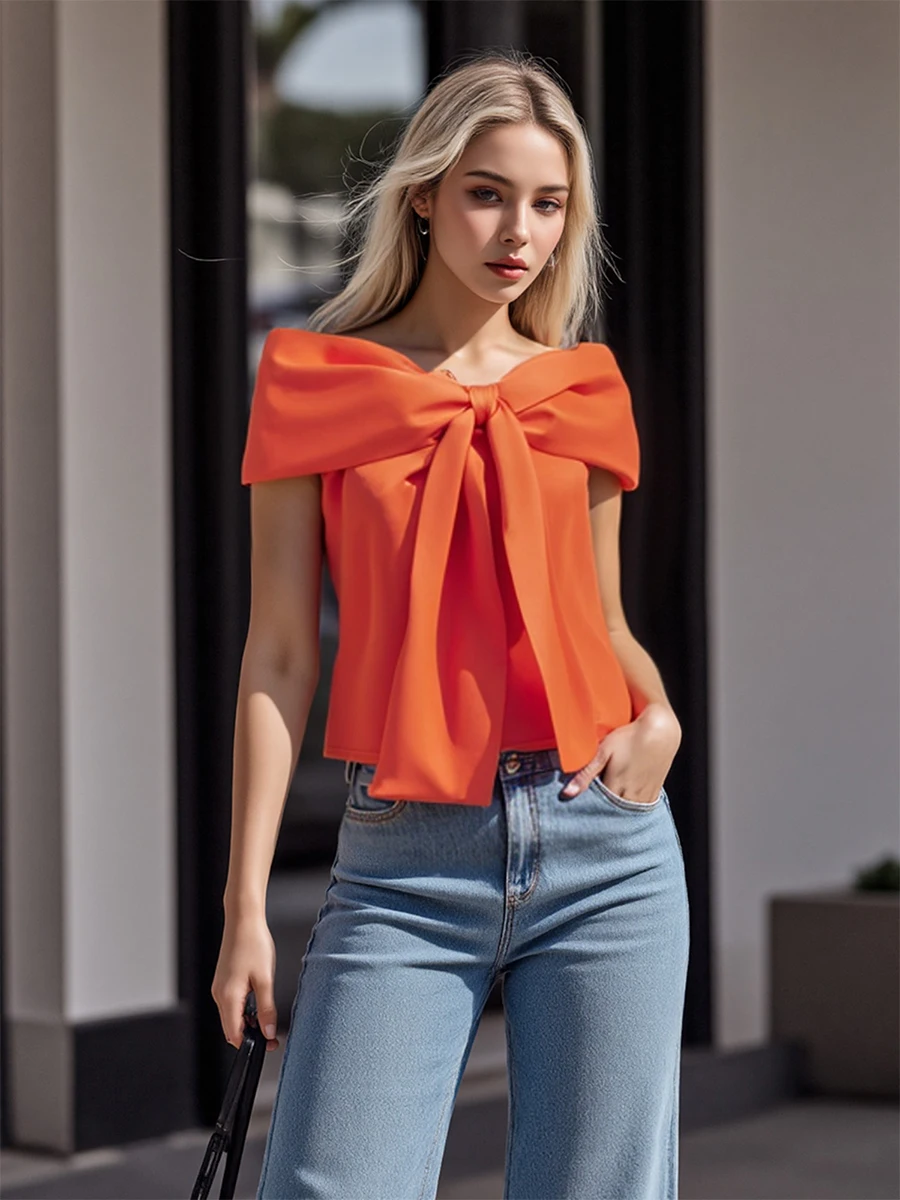 Stylish Women s Off Shoulder Bow Crop Top with Short Sleeves - Chic Streetwear for Summer Fashionistas
Stylish Women s Off Shoulder Bow Crop Top with Short Sleeves - Chic Streetwear for Summer Fashionistas