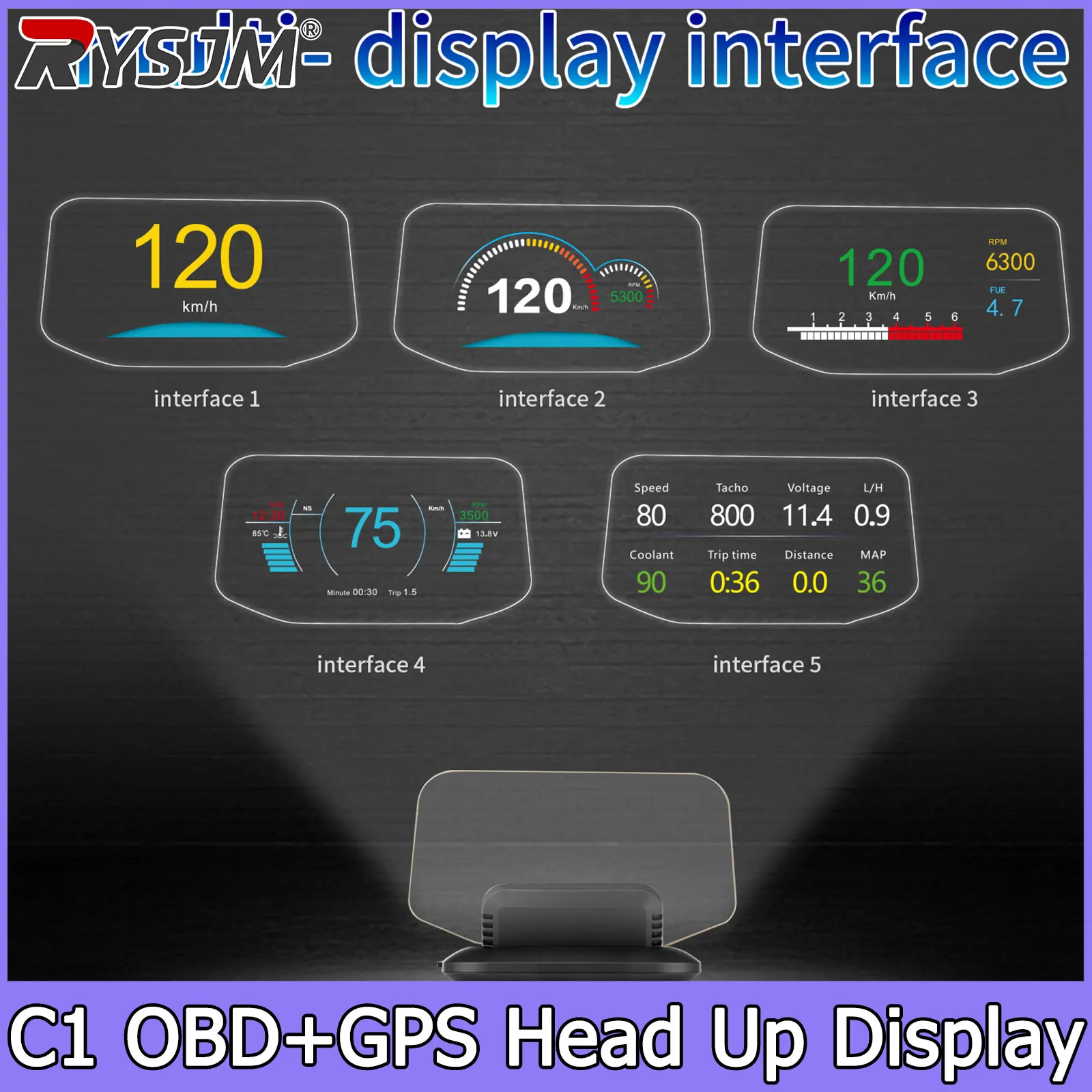 C1 Head Up Display Car HUD OBD2 GPS Dual System 5.1 Inch Version Speedometer RPM Overspeed Voltage Engine Water Temp Alarm
C1 Head Up Display Car HUD OBD2 GPS Dual System 5.1 Inch Version Speedometer RPM Overspeed Voltage Engine Water Temp Alarm