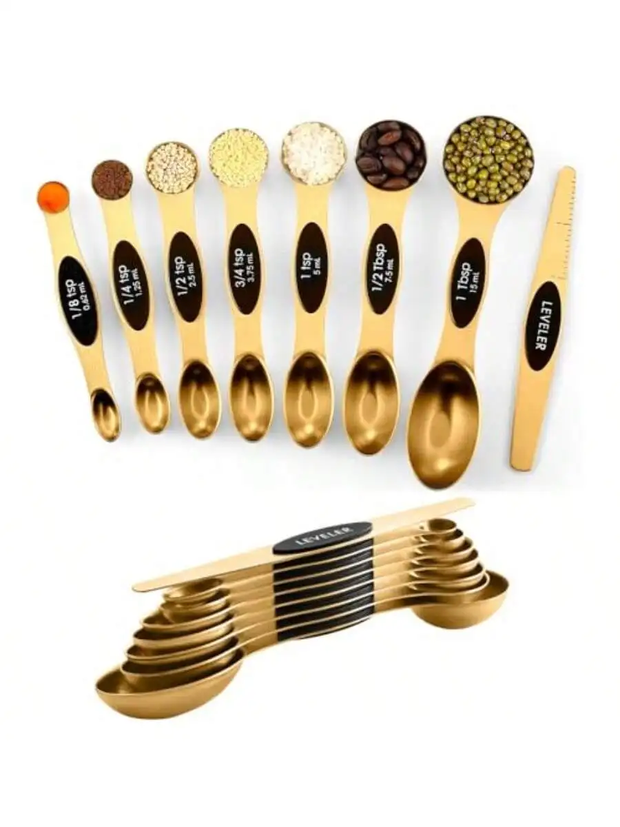 8-Piece Stainless Steel Magnetic Measuring Spoons Set With Leveler Stackable Dual-Sided Kitchen Tool
8-Piece Stainless Steel Magnetic Measuring Spoons Set With Leveler Stackable Dual-Sided Kitchen Tool