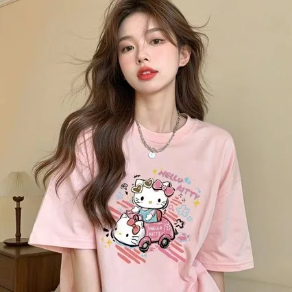 2026 Summer HelloCat Cotton T-shirt, Y2K Aesthetic Cute Pink Car Graphic Print Casual Breathable Soft Unisex for Adults Kids
2026 Summer HelloCat Cotton T-shirt, Y2K Aesthetic Cute Pink Car Graphic Print Casual Breathable Soft Unisex for Adults Kids