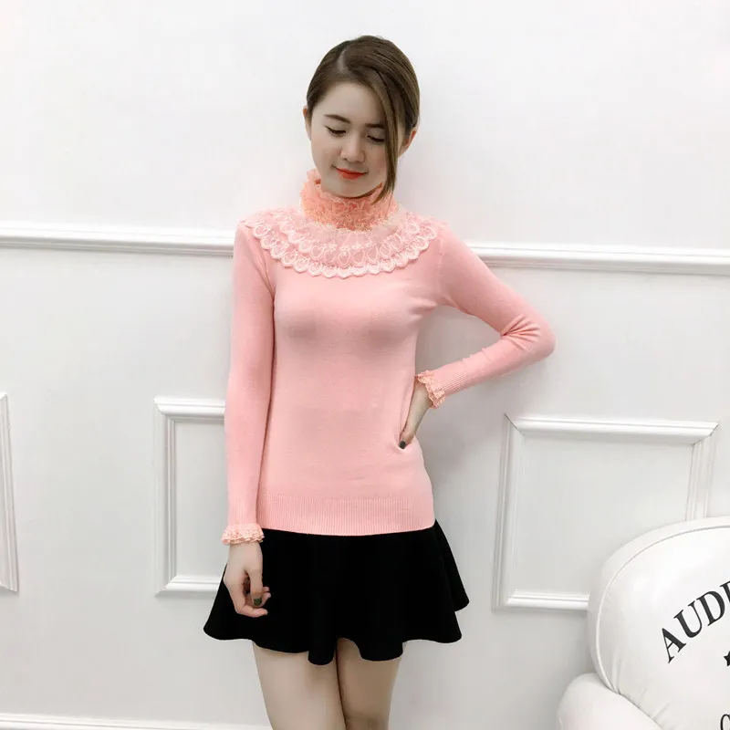 Весенне-осенний женский свитер с кружевом и оборками, сетчатый джемпер с высоким воротом, вязаный топ с длинным рукавом, короткий джемпер
Весенне-осенний женский свитер с кружевом и оборками, сетчатый джемпер с высоким воротом, вязаный топ с длинным рукавом, короткий джемпер