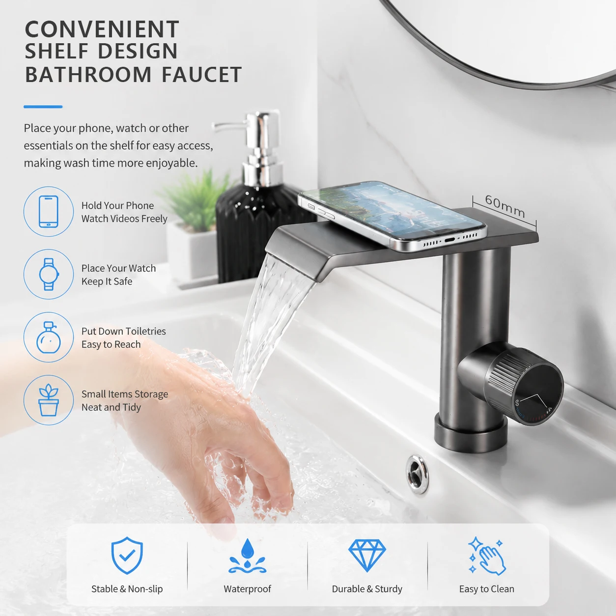Solid Bathroom Faucet Hot Cold Water Mixer Waterfall Basin Faucet Deck Mounted Vessel Sink Tap Swivel Vanity Washbasin Faucets
Solid Bathroom Faucet Hot Cold Water Mixer Waterfall Basin Faucet Deck Mounted Vessel Sink Tap Swivel Vanity Washbasin Faucets