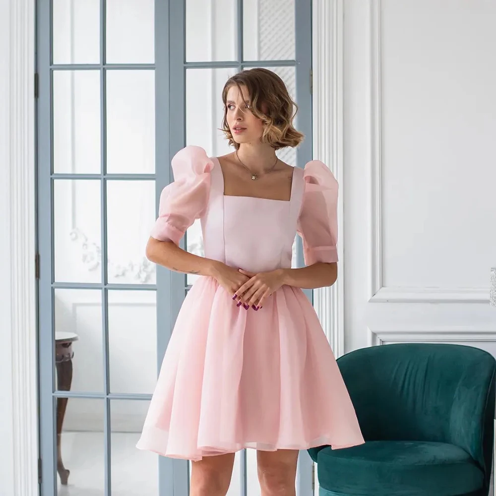 Customized Fashion Pink Tulle Square Collar Cocktail Gowns Backless Draped A-line Knee Length Formal Elegant Evening Party Dress
Customized Fashion Pink Tulle Square Collar Cocktail Gowns Backless Draped A-line Knee Length Formal Elegant Evening Party Dress