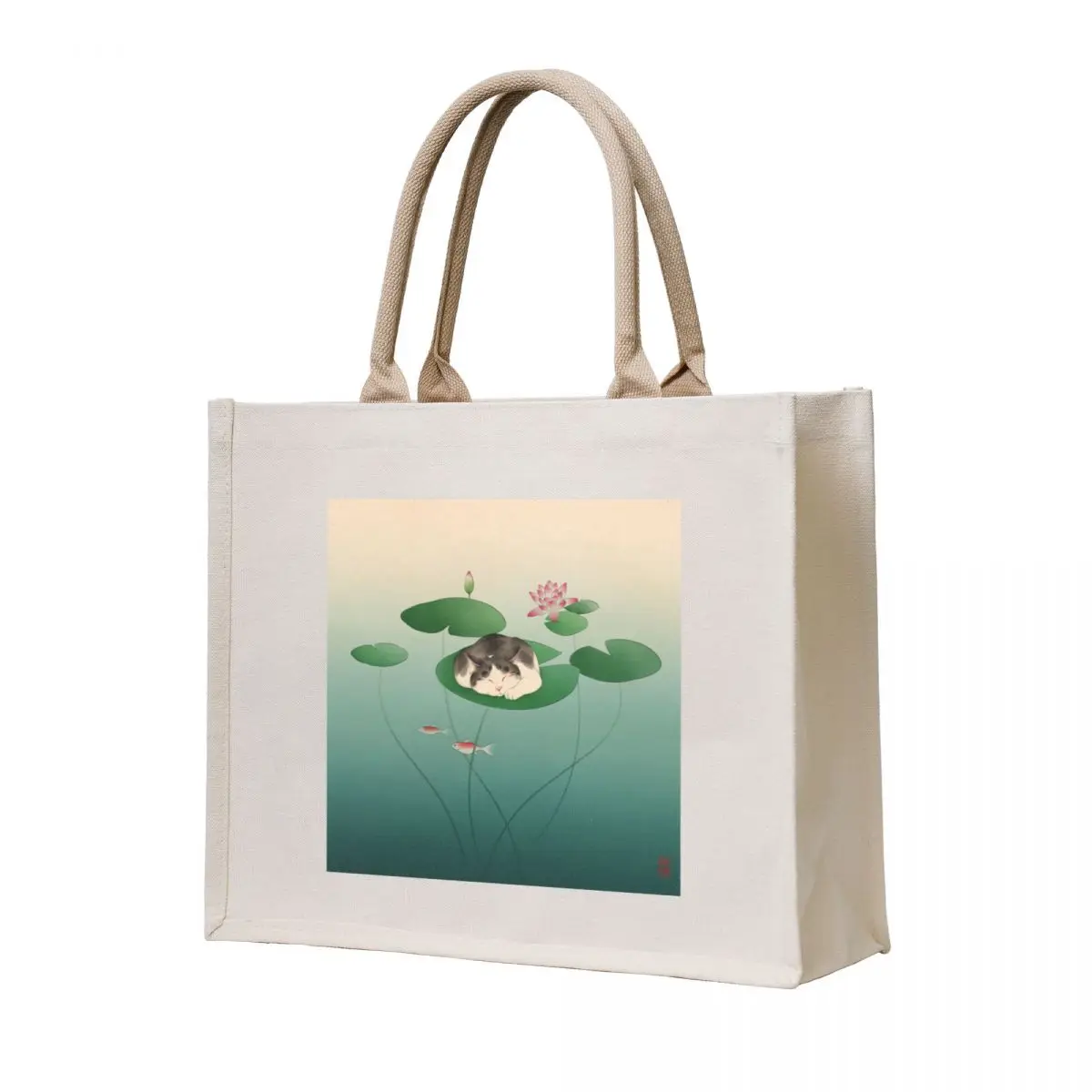 Cat Sleeping on Lily Pad Tote Bag Women's beach bags Portable shopping bag tote bag women tote canvas
Cat Sleeping on Lily Pad Tote Bag Women's beach bags Portable shopping bag tote bag women tote canvas
