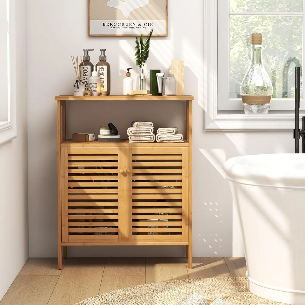 Bamboo loor Cabinet, Bathroom Storage Cabinet with Double Slatted Do, Open Shel, Removable Shel, Storage Organizer or Bathroom D
Bamboo loor Cabinet, Bathroom Storage Cabinet with Double Slatted Do, Open Shel, Removable Shel, Storage Organizer or Bathroom D