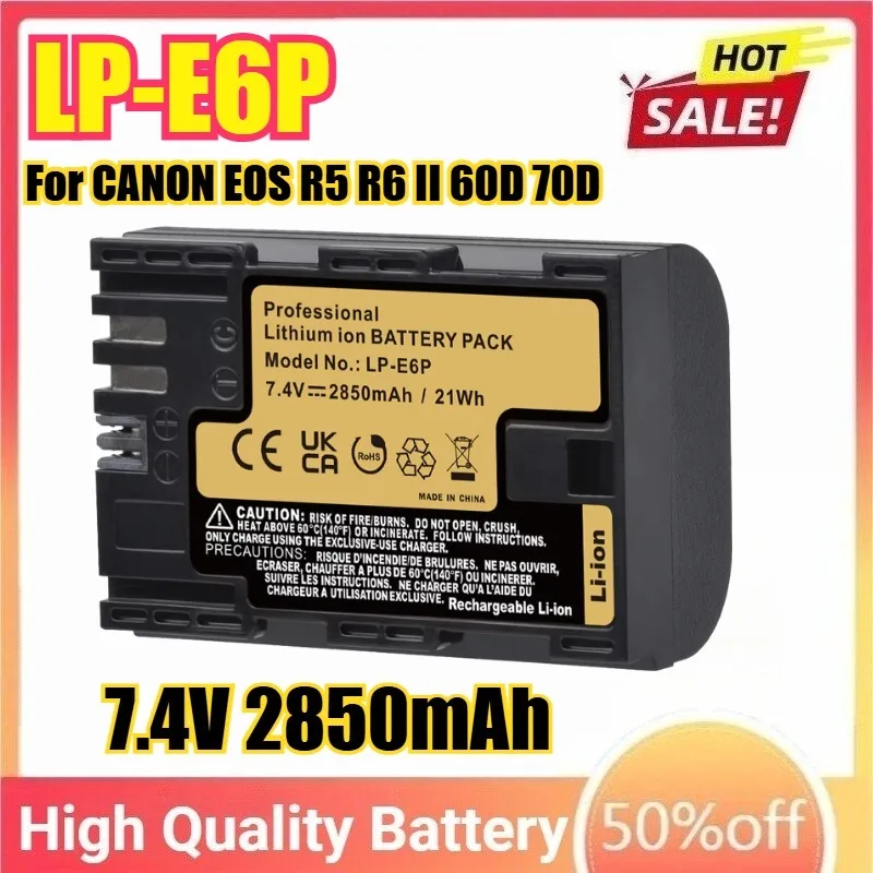 7.4V 2850mAh 21Wh LP-E6P Battery for CANON EOS R5 R6 II 60D 70D 80D Camera Battery
7.4V 2850mAh 21Wh LP-E6P Battery for CANON EOS R5 R6 II 60D 70D 80D Camera Battery