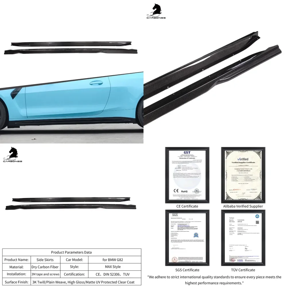 Max New Upgrade Dry Carbon Fiber Side Skirts for G82 M4 2021+ Body Kit Carbon Fiber Tuning Accessory
Max New Upgrade Dry Carbon Fiber Side Skirts for G82 M4 2021+ Body Kit Carbon Fiber Tuning Accessory