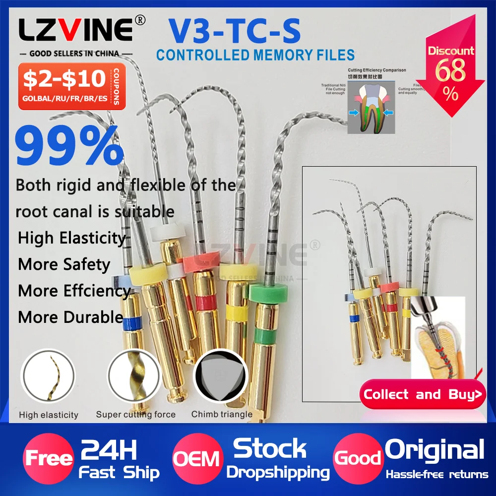 Silver Files 6Pcs/Box Factory Outlet Dental Nickel Titanium Heat Activation Root Canal File Endodontic Rotary accessories 25MM
Silver Files 6Pcs/Box Factory Outlet Dental Nickel Titanium Heat Activation Root Canal File Endodontic Rotary accessories 25MM